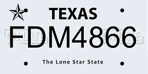 FDM4866 Texas License Plate