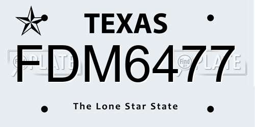 FDM6477 Texas License Plate