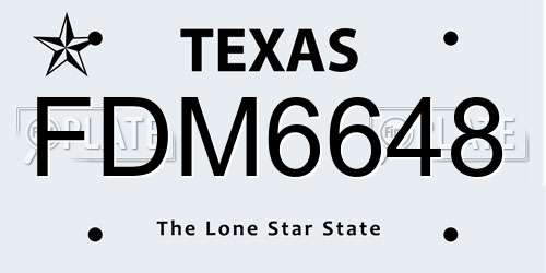 FDM6648 Texas License Plate