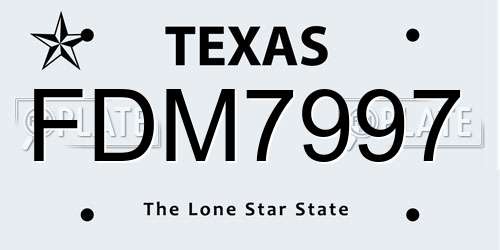 FDM7997 Texas License Plate