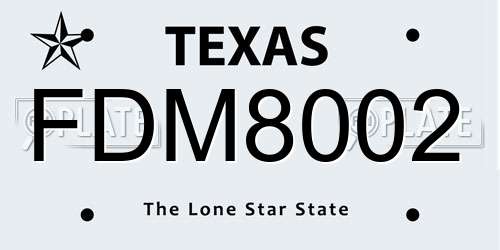 FDM8002 Texas License Plate