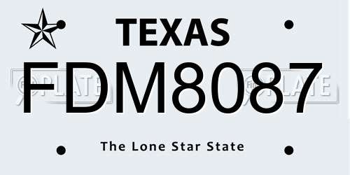 FDM8087 Texas License Plate