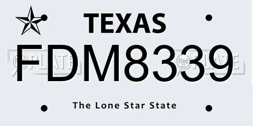 FDM8339 Texas License Plate