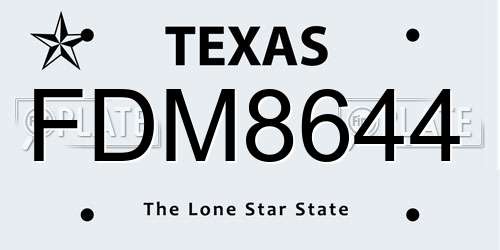 FDM8644 Texas License Plate