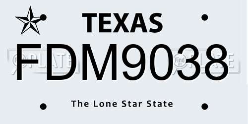 FDM9038 Texas License Plate