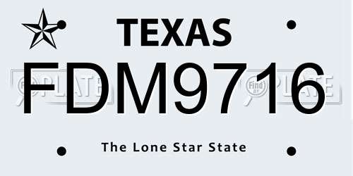 FDM9716 Texas License Plate