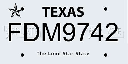 FDM9742 Texas License Plate