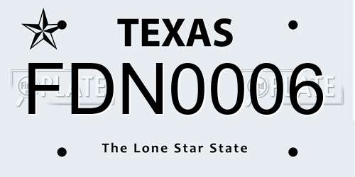 FDN0006 Texas License Plate