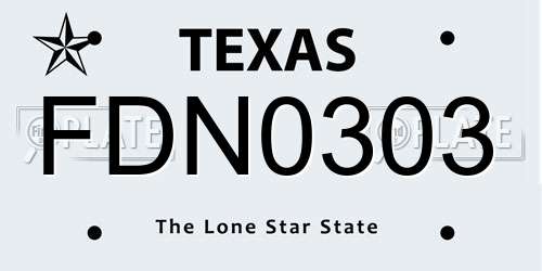 FDN0303 Texas License Plate