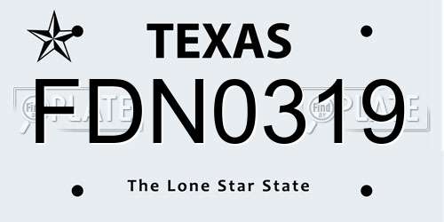 FDN0319 Texas License Plate