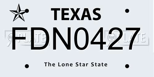 FDN0427 Texas License Plate