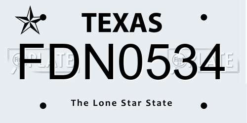 FDN0534 Texas License Plate