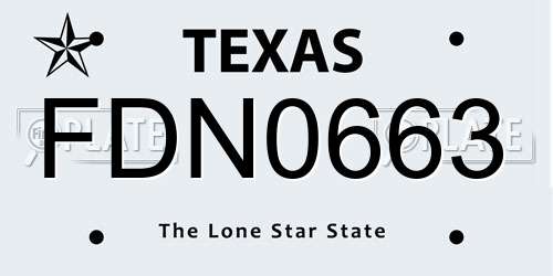 FDN0663 Texas License Plate