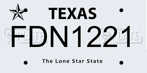 FDN1221 Texas License Plate