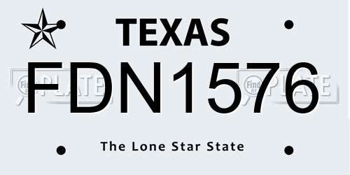 FDN1576 Texas License Plate