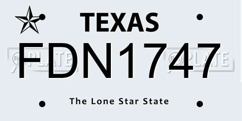 FDN1747 Texas License Plate