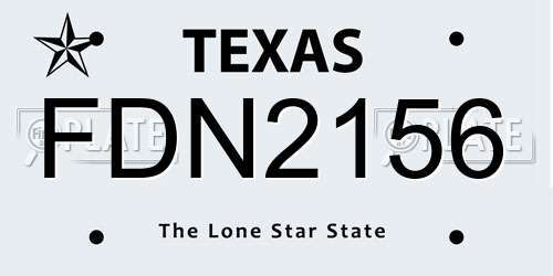 FDN2156 Texas License Plate
