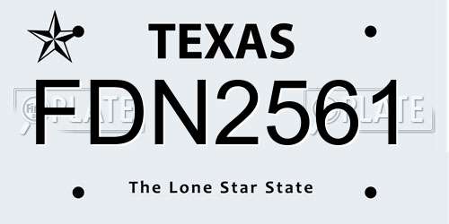FDN2561 Texas License Plate