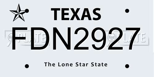 FDN2927 Texas License Plate