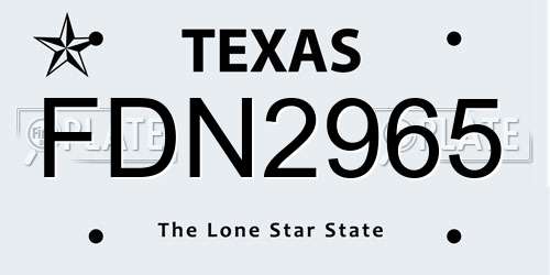 FDN2965 Texas License Plate