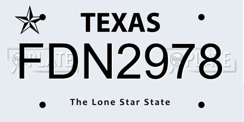 FDN2978 Texas License Plate