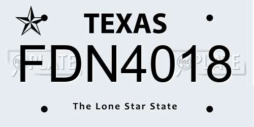 FDN4018 Texas License Plate