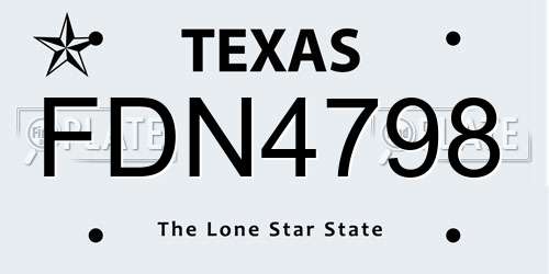 FDN4798 Texas License Plate