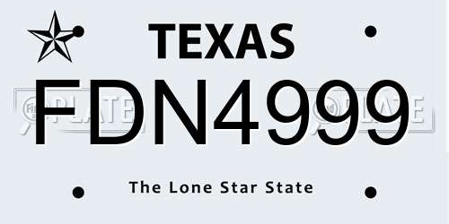 FDN4999 Texas License Plate