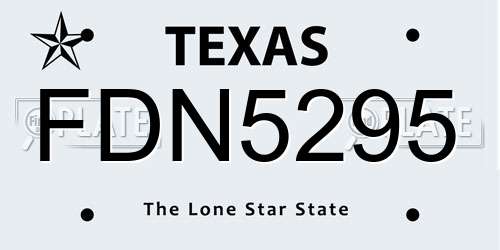 FDN5295 Texas License Plate