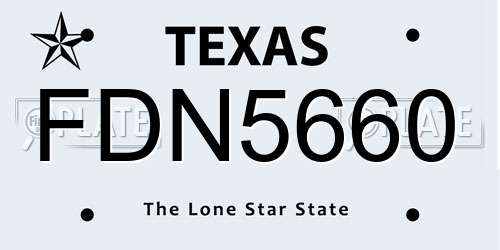 FDN5660 Texas License Plate