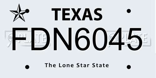 FDN6045 Texas License Plate