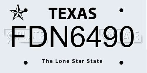 FDN6490 Texas License Plate