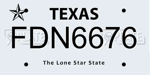 FDN6676 Texas License Plate