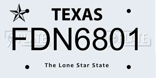 FDN6801 Texas License Plate