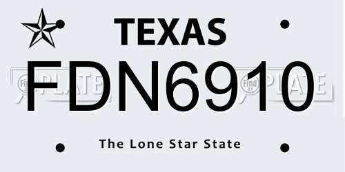 FDN6910 Texas License Plate