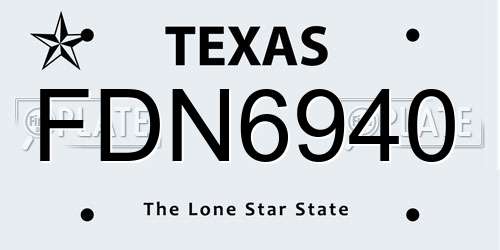 FDN6940 Texas License Plate