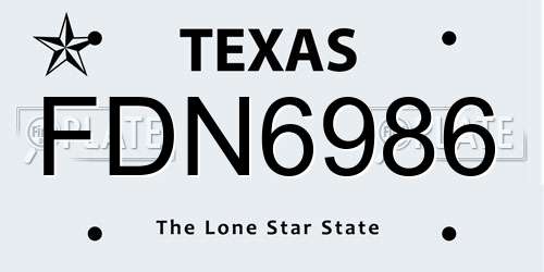 FDN6986 Texas License Plate