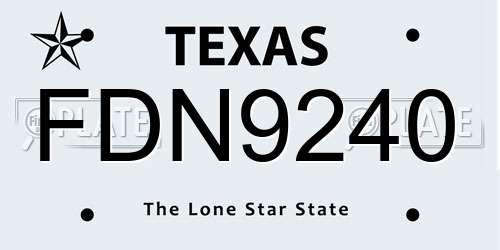 FDN9240 Texas License Plate