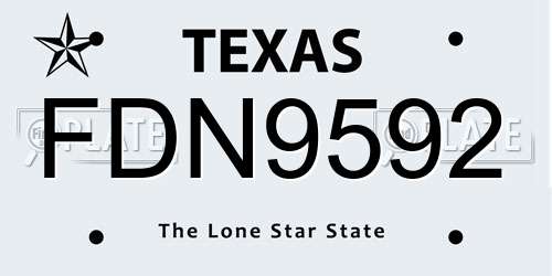 FDN9592 Texas License Plate