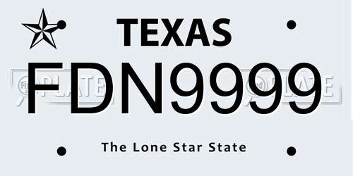 FDN9999 Texas License Plate