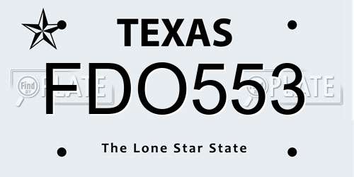 FDO553 Texas License Plate