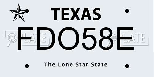 FDO58E Texas License Plate