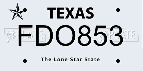 FDO853 Texas License Plate