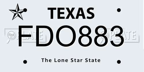 FDO883 Texas License Plate
