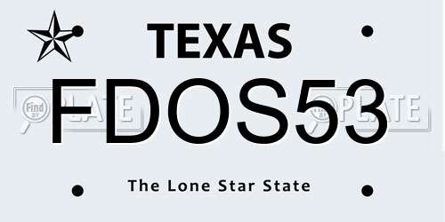 FDOS53 Texas License Plate