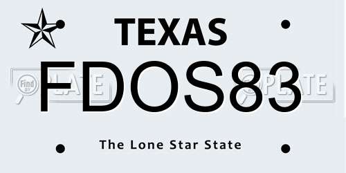 FDOS83 Texas License Plate