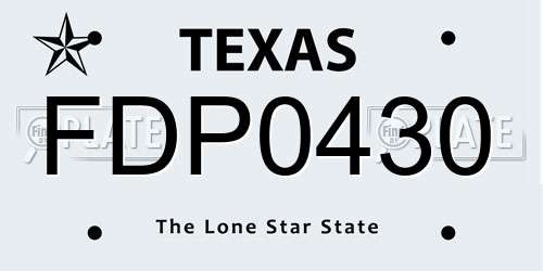 FDP0430 Texas License Plate