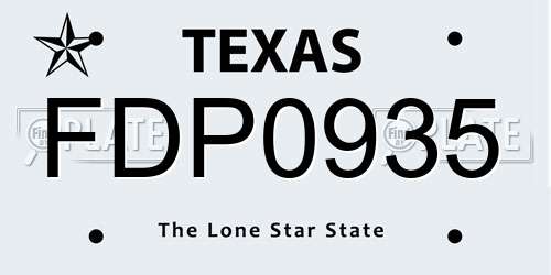 FDP0935 Texas License Plate