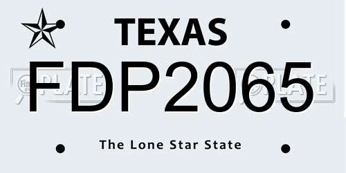 FDP2065 Texas License Plate
