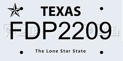 FDP2209 Texas License Plate